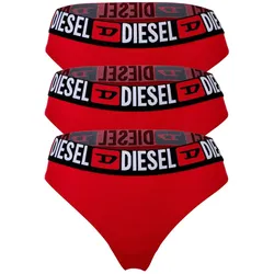 DIESEL Damen String, 3er Pack - UFST-STARS-THREEPACK, Tanga, Slip, Cotton Stretch Rot M
