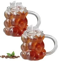 Aipeeo Latte Macchiato Gläser, 2 Stück Espressotassen mit Griff,350ml Eiskaffee Gläser,Wiederverwendbare Klare,Trinkgläser,Kaffeegläser,Qualitätsglas für Kaffee, Kuhmilch,Latte, Saft,Bier