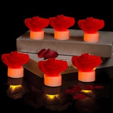 LED Teelichter, 6 Stück Rose LED Kerzen, Romantisch Rosenblätter Elektrische Teelichter LED, Batteriebetrieben Rose LED Teelicht, Rose Flammelose Kerzen für Valentinstag Heiratsantrag Deko (Rot)