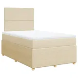 vidaXL Boxspringbett mit Matratze Creme 120x190 cm Stoff