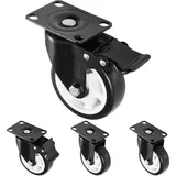 H&S Schwerlastrollen 100 mm - Rollen für Möbel - 4er Set - Gummi Lenkrollen mit Bremse - Doppelte Kugellager-Drehköpfe - Transportrollen Möbelrollen - Räder Rollen Schwerlast