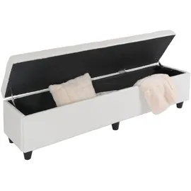 berlinlodge Aufbewahrungs-Truhe Lars XXL HxBxT 45x180x45cm Stoff/Textil Grau Sitzbank Bank