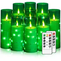 Nimiko Flackernde flammenlose LED-Kerzen, batteriebetriebene Kerzen mit eingebetteter Sternschnur, Acryl-LED-Stumpenkerzen mit Fernbedienung, geeignet für Heimdekoration, um eine Atmosphäre zu