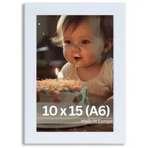 Victor Bilderrahmen Klee 10x15 cm (A6) in Weiß - moderner schlichter Fotorahmen Holz 10x15 - Bilderrahmen Weiß 10x15