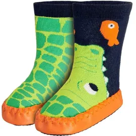 Playshoes Hüttenschuh Krokodil in Marine/Grün | Gr.: 18/19