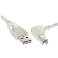 InLine USB 2.0 Kabel, A an B rechts abgewinkelt, transparent, 3m