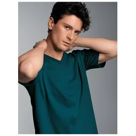 TRIGEMA T-Shirt "TRIGEMA V-Shirt DELUXE Baumwolle", Jungen, Gr. XL, blau (saphir), Single Jersey, 100% Baumwolle, Basic, lang, V-Ausschnitt, Shirts T-Shirt