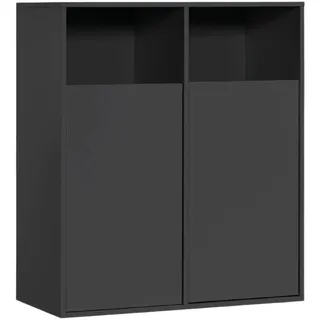mokebo mokebo® Wäscheschrank, Schwarz, Holzwerkstoff, 80x95x40 cm, Ordnen & Aufbewahren, Wäschekörbe & Tonnen