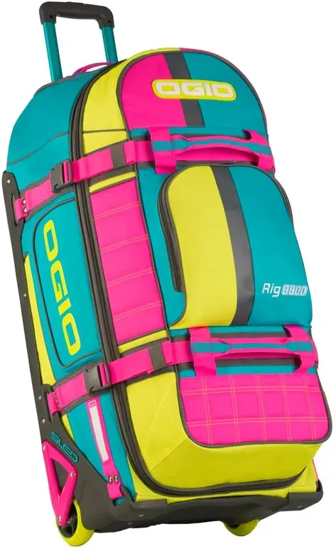 Ogio RIG 9800 S25 Miami Vice, sac de transport à roulettes - Fuchsia/Jaune/Turquoise - 123 l