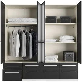 Priess Drehtürenschrank Barcelona 185 x 193 x 54 cm schwarz/weiß