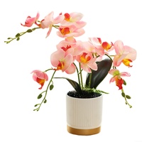 Lioaeust Künstliche Orchidee Blumen Topf, Künstliche Blume Phalaenopsis Bonsai Dekoration Künstliche Orchidee Blume (Pink)