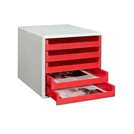 M&M Schubladenbox 28,5 x 35,7 cm 5-tlg. rot