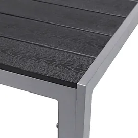 INDA-EXCLUSIV Aluminium Gartentisch 150 x 90 x 74 cm Silber/Schwarz