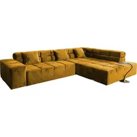 KAWOLA Sofa NEVADA Ecksofa Velvet curry