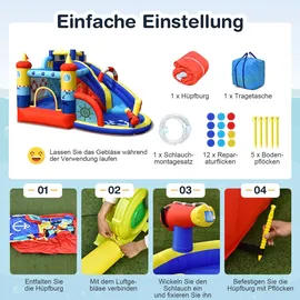 Costway Hüpfburg 6-in-1 aufblasbar 360 x 290 x 200 cm reißfest