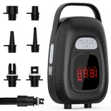 Elektrische SUP Pumpe 20 PSI – 2-Stufen Dual-Modus 550/390 L/min mit 6×2500mAh Akku, LED-SOS & Auto-Stopp – Tragbare Luftpumpe für Stand Up Paddle Board, Kajak, Schlauchboot, Camping