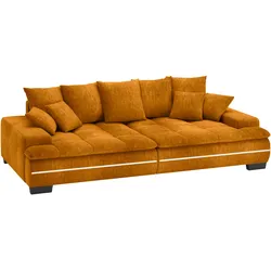 Big-Sofa MR. COUCH "Haiti II RGB-LED", orange (dolce 9 curry), B:264cm H:85cm T:138cm, Dolce (100% Polyester), Sofas, RGB-LED Beleuchtung, mit Handwerklich gearbeiteter Komfort-Steppung