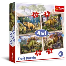 XXX 4 in 1 Puzzle 35, 48, 54, 70 Teile - Dinosaurier (Kinderpuzzle)