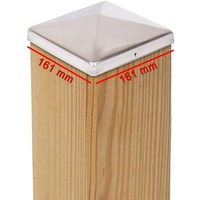 5 x PFOSTENKAPPE PYRAMIDE 161 x 161 MM EDELSTAHL