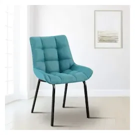 CLP 2er Set Esszimmerstuhl Saranda I Polsterstuhl mit Stoffbezug oder Samtbezug I Küchenstuhl mit schwarzem Metallgestell und Rückenlehne