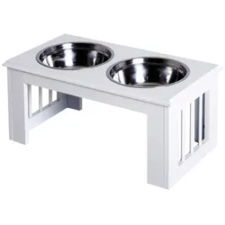PawHut Futternapf, Edelstahl, Länge: 58,4 cm - weiss