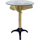 Casa Padrino Designer Propeller Beistelltisch Gold / Schwarz Ø 57 x H. 73 cm - Runder Schiffspropeller Tisch mit Glasplatte - Wohnzimmer Möbel