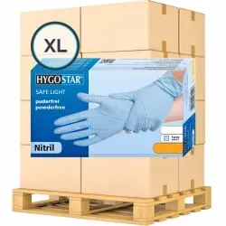 HYGOSTAR® Nitrilhandschuhe Safe Light, puderfrei, blau 2700 , 1 Palette = 1080 Packungen à 100 Stück, Größe XL