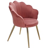 Wohnling Esszimmerstuhl Esszimmerstuhl Tulpe Samt Rosa Gepolstert, Küchenstuhl mit (Goldfarbenen Beinen, Schalenstuhl Skandinavisches Design), Goldfarbenen Beinen, Schalenstuhl Skandinavisches Design rosa