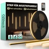 GZBtech Akustikpaneele LED Streifen mit Fernbedienung 5M, Flexible Schneidbar 3000K Warmweiss Dimmbar Wandpaneele Strip light, IP67 wasserdicht Schwarz Selbstklebend Licht für Akustikpaneel, Regal