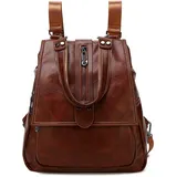 Monitika Damen Rucksack Anti-Diebstahl Wasserdicht PU Leder Schultertaschen Freizeit Rucksäcke Braun Braun - M