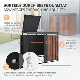 ML-Design Mülltonnenbox 3er 200 x 80 x 116,3 cm anthrazit-rostoptik