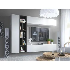 Mirjan24 Wohnwand, Weiß, Holzwerkstoff, 224x160x33 cm, Wohnzimmer, Wohnwände, Wohnwand-Sets