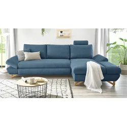 Furn.Design Ecksofa in blau Struktur-Stoff Wohnzimmer Sofa Skalm