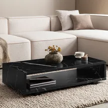 Wohnling Couchtisch Schwarz MDF 100 x 50 x 25 cm