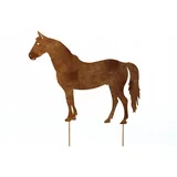 Kapaga - Gartenfigur aus Rost auf Einschlagbeinen - Metall Tierfigur - Edelrost Dekofigur - Tier Figur - Dekoration Gartendeko - Gartendekoration (Pferd - Höhe 69 cm)