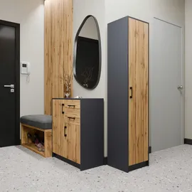 matkam Bücherregal Holzwerkstoff 39x180x35 cm Anthrazit