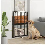 PawHut Treppenschutzgitter Türschutzgitter Ohne Bohren 74-80cm Kinderschutzgitter mit Katzenklappe Auto-Close Einhand Öffnung doppelte Verriegelung Türgitter für Kinder Haustier für Treppe Tür Schwarz