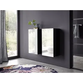 EMCO Evo Halbhochschrank 75 x 40 x 120 cm Schwarz/Spiegel Glas/MDF