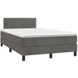 vidaXL Boxspringbett mit Matratze Dunkelgrau 120x200 cm Samt