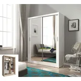 Schiebetürenschrank Kleiderschrank Schlafzimmer 130 cm weiß - 2 Spiegel - Weiß