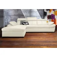 exxpo - sofa fashion Ecksofa Salerno, klassisch modernes Funktionssofa, hoher Sitzkomfort, L-Form, inkl. Kopf- und Armteilverstellung, wahlweise mit Bettfunktion weiß