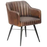 Massivmoebel24 Stuhl Echtleder 54x68x78 braun IRON LABEL #11