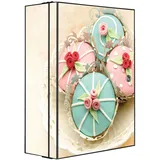 Banjado XXL Medizinschrank Abschliessbar 35x46x15cm Arzneischrank Anthrazit Aus Metall Mit Motiv Cupcakes