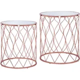 WOMO-DESIGN Beistelltisch 2er Set Chicago Ø40/Ø45cm, Kupfer, handgefertigt