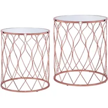 WOMO-DESIGN Beistelltisch 2er Set Chicago Ø40/Ø45cm, Kupfer, handgefertigt