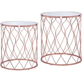 WOMO-DESIGN Beistelltisch 2er Set Chicago Ø40/Ø45cm, Kupfer, handgefertigt