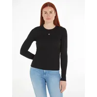 Tommy Jeans Slim Fit Langarmshirt aus Ripp, Black, XL