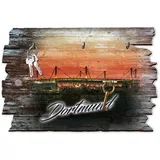Kreative Feder Dortmund Stadion Designer Schlüsselbrett, Hakenleiste im Landhaus-Stil, Shabby-Chic aus Holz 30x20cm (Dortmund Stadium)