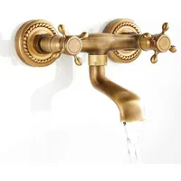 Vintage Wandarmatur Aus Kupfer 180° Drehbar Antike Küchenwandspüle Mit Heißem Und Kaltem Wasser