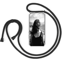 HomiTunky Handykette Handyhülle für Samsung Galaxy S23 mit Band - Handy-Kette Handy Hülle mit Kordel zum Umhängen Handyanhänger Halsband Lanyard Case - Transparent Schutzhülle in Schwarz